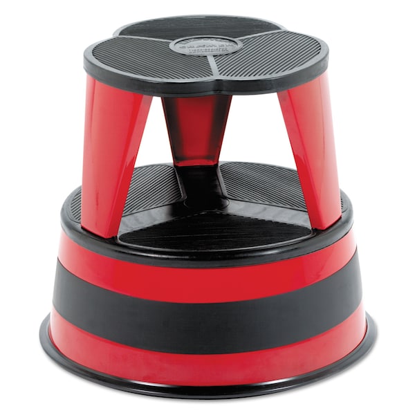 Step Stool, Steel, 300 lb., Red, 2 Steps, Steel, Red